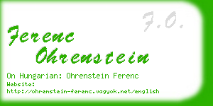 ferenc ohrenstein business card